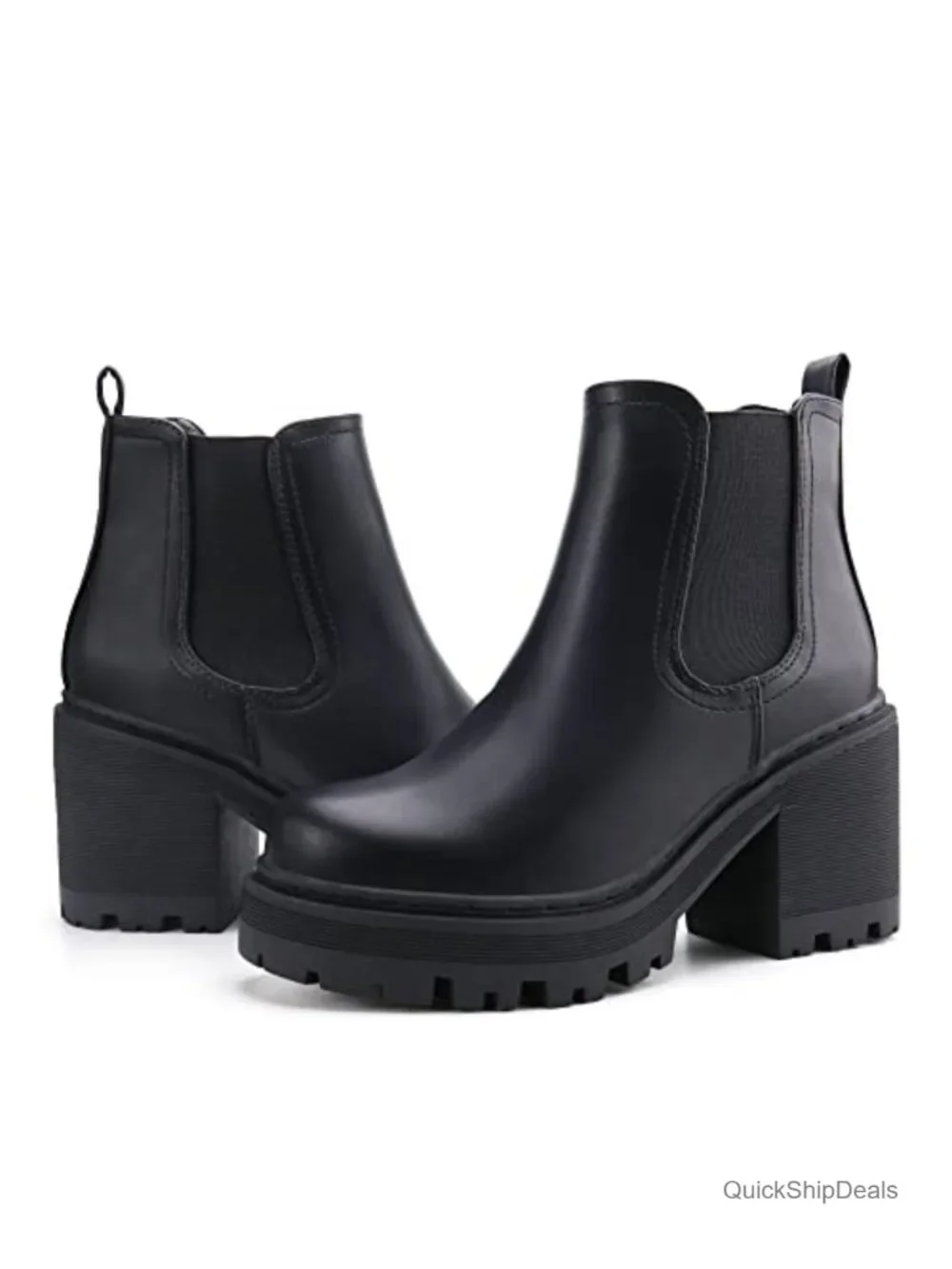 Women's Chelsea Boots Platform Ankle Booties Block Heel Non-Slip Rubber Sole